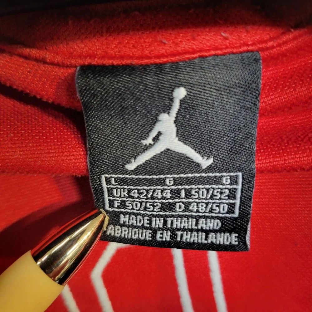 Jordan Track Jacket Full Zip Red Black Athletic Warm Up Coat Spellout Mens Large